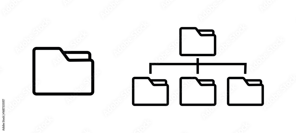 Aufkleber folder icon set. folder with sub folder flow chat png and vector illustration on transparent backgro