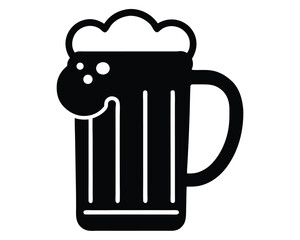 Black Beer Mug Icon Vector Illustration