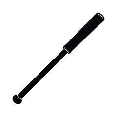 Police baton silhouette isolated on a clean white background for law enforcement and security concepts