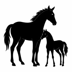 Elegant Black Horse Duo Silhouette