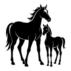 Elegant Black Horse Duo Silhouette