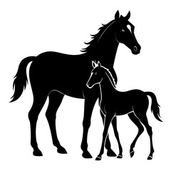 Elegant Black Horse Duo Silhouette