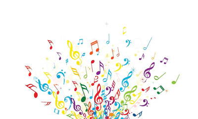 Fototapeta premium Colorful musical notes on white background, music design element illustration