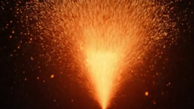 Sparks flying from the fire. Divergent cone of particles. Abstract animation.3