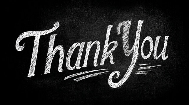 Handwritten Thank You message on a dark background artistic lettering style