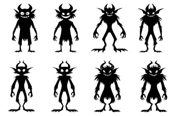 Halloween Monster Cats Silhouette Clipart – Spooky Black Cat Creatures for Creepy Designs & Decorations