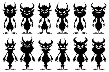 Halloween Monster Cats Silhouette Clipart – Spooky Black Cat Creatures for Creepy Designs & Decorations