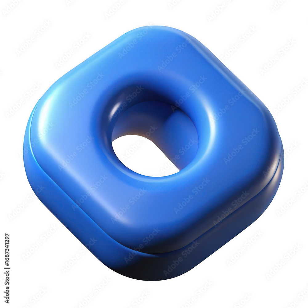 Poster blue rounded square with hole in center isolated on transparent background