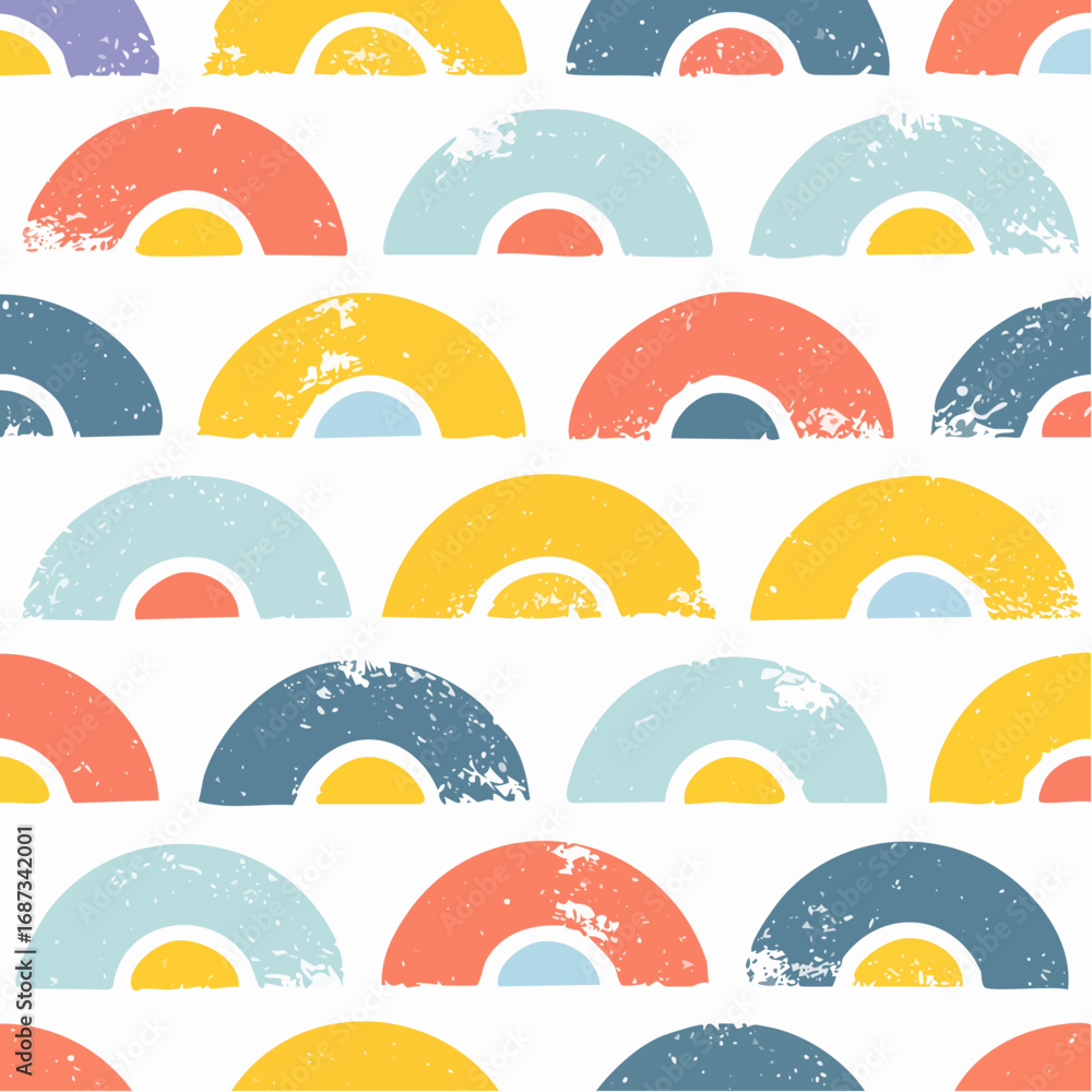 Poster seamless pattern with colorful circles and semi circles. 2