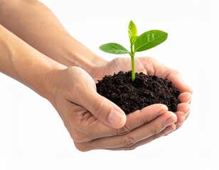 Nurturing Life Hands Gently Holding a Sprout, Symbolizing Growth and Sustainability