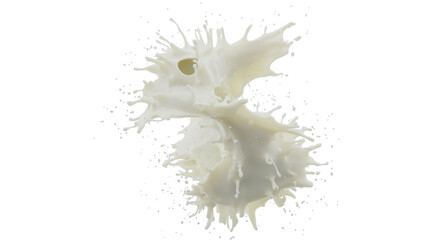 macro closeup milk splash on white background. 3d rendering. png files.