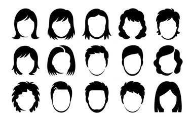 Collection of Black and White Silhouette Hairstyles for Men and Women