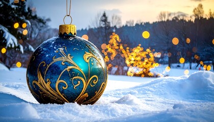 Winter Christmas ornament in snow
