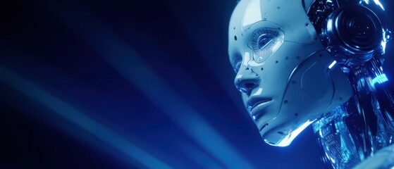 The futuristic robot with glowing features and advanced technology.