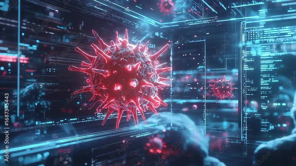Aufkleber digital virus entering computer system through code injection