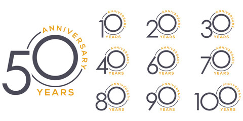Collection of anniversary logo design. Celebration Day Custom Vector Graphics Concept	