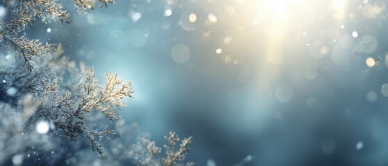 The Frosty Branches Illuminated by Soft Winter Light
