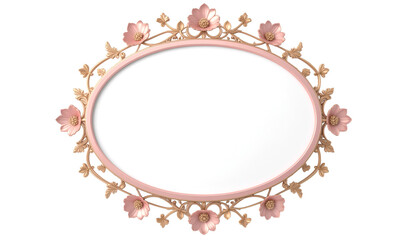 ピンクとゴールドの楕円形のロココ調フレーム額縁
