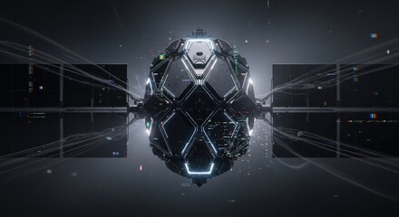 An advanced satellite in space, with solar panels extended, ready to transmit data. The sleek design and intricate details highlight technological innovation