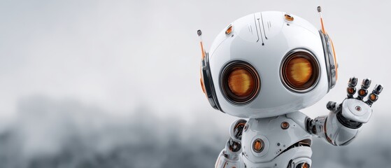 The Friendly Robot Waving in a Futuristic Landscape