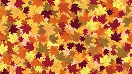 Rich and colorful autumn background with a dense carpet of yellow, orange, and red fallen leaves, a vibrant and textured natural backdrop representing the fall season