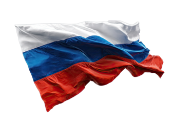 Russian flag billowing in the wind