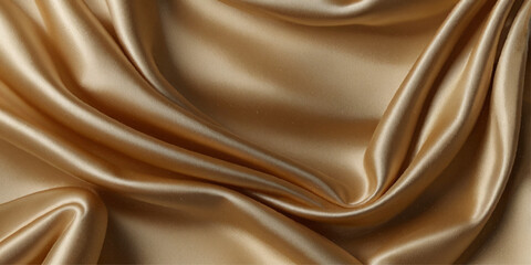 Fototapeta premium Luxurious Gold Satin Fabric Drape. A close-up view of flowing gold satin fabric. 