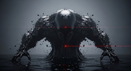 A menacing figure, exuding an aura of power and mystery, with a dark and imposing presence