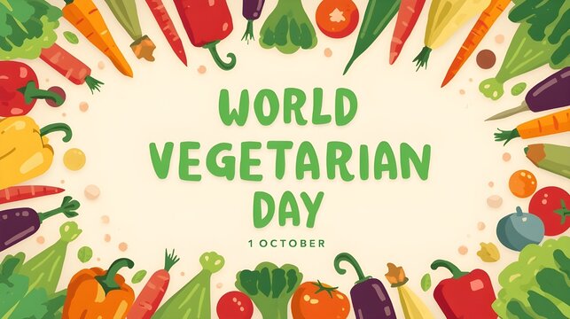 Vector graphic of world vegetarian day good for world vegetarian day celebration. flat design. flyer design.flat illustration.