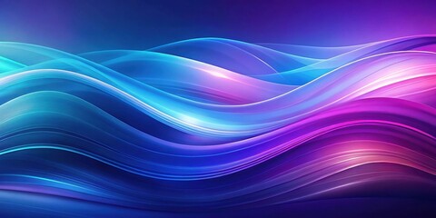 Fototapeta premium Abstract Flowing Neon Hues Serene Digital Waveforms of Vivid Blue and Purple