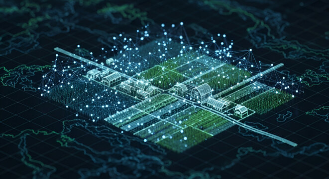 Digital farming ecosystem showcasing connectivity and data-driven agriculture revolution