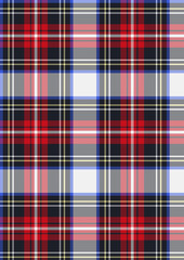A vibrant, seamless tartan plaid pattern in red, white, and yellow for a classic textile design