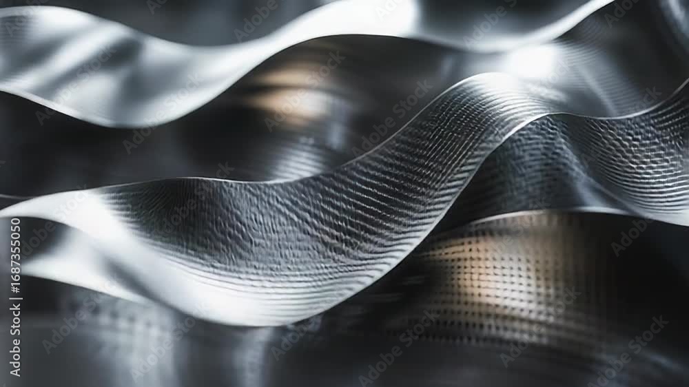 Poster abstract metallic waves flowing and creating dynamic pattern