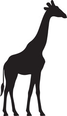 Giraffe Silhouette Vector Elegant Black Animal Art on White Background