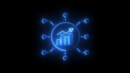Glowing Neon Analysis Chart Icon, Data Visualization and Business Metrics Symbol . Fintech Dashboard concept, modern financial dashboard with crypto charts . HD Video Motion Graphic Animation . - Powered by Adobe