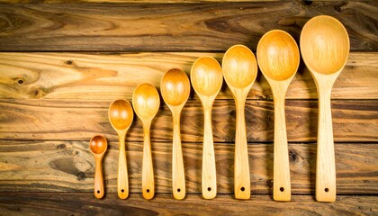Wooden Spoons Arranged on Wood Table