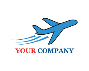 Obraz premium Blue Airplane Travel Logo Vector for Company Branding