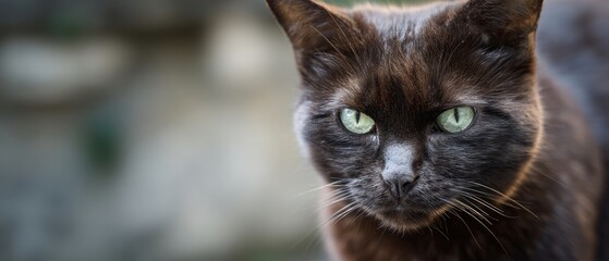The enchanting gaze of a curious black cat with striking green eyes.