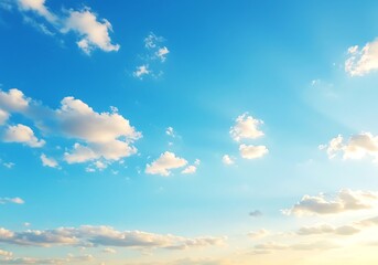 Obraz premium Serene blue sky filled with fluffy white clouds on a sunny summer day