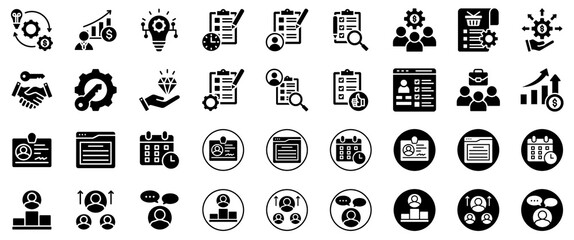 Business and Management Icons: Strategy, Growth, HR, and Productivity