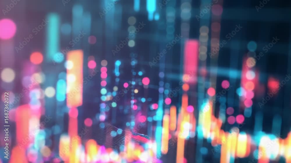 Poster futuristic glowing charts representing modern data analysis and visualization