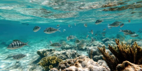 Naklejka premium majestic underwater life. deep down in the ocean