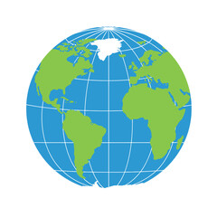 Stylized Globe Illustration with Continents and Meridians