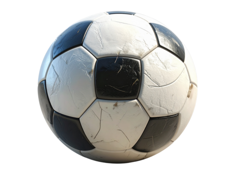 Angled 3D Perspective of Classic Soccer Ball, Transparent PNG 