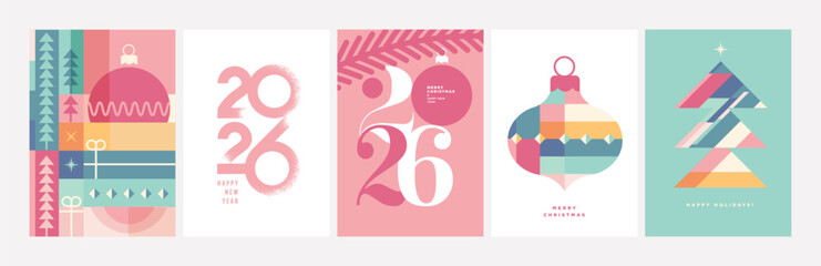 Christmas and New Year Greeting Cards. Vector illustration concepts for background, greeting card, party invitation card, website banner, social media banner, marketing material.