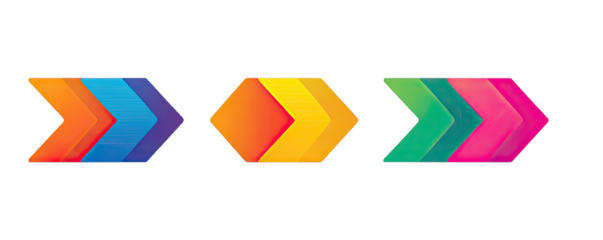 Three colorful, stylized arrows, pointing right