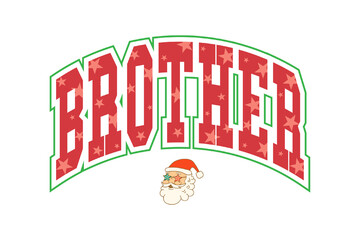 Brother text with santa claus face isolated on transparent background