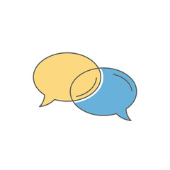 Two colorful speech bubbles icon for chat, communication, and dialogue concepts.