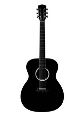 Obraz premium A black acoustic guitar, full shot, studio style