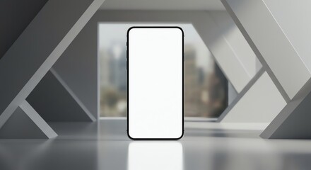 Smartphone mockup on a modern geometric background for design presentation